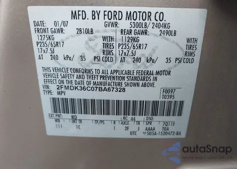 2007 Ford Edge Se from USA, damaged, VIN 2FMDK36C07BA67328